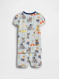 Pyjama court en coton biologique brossé à motif chiens de plage pour Bébé et Tout-petit