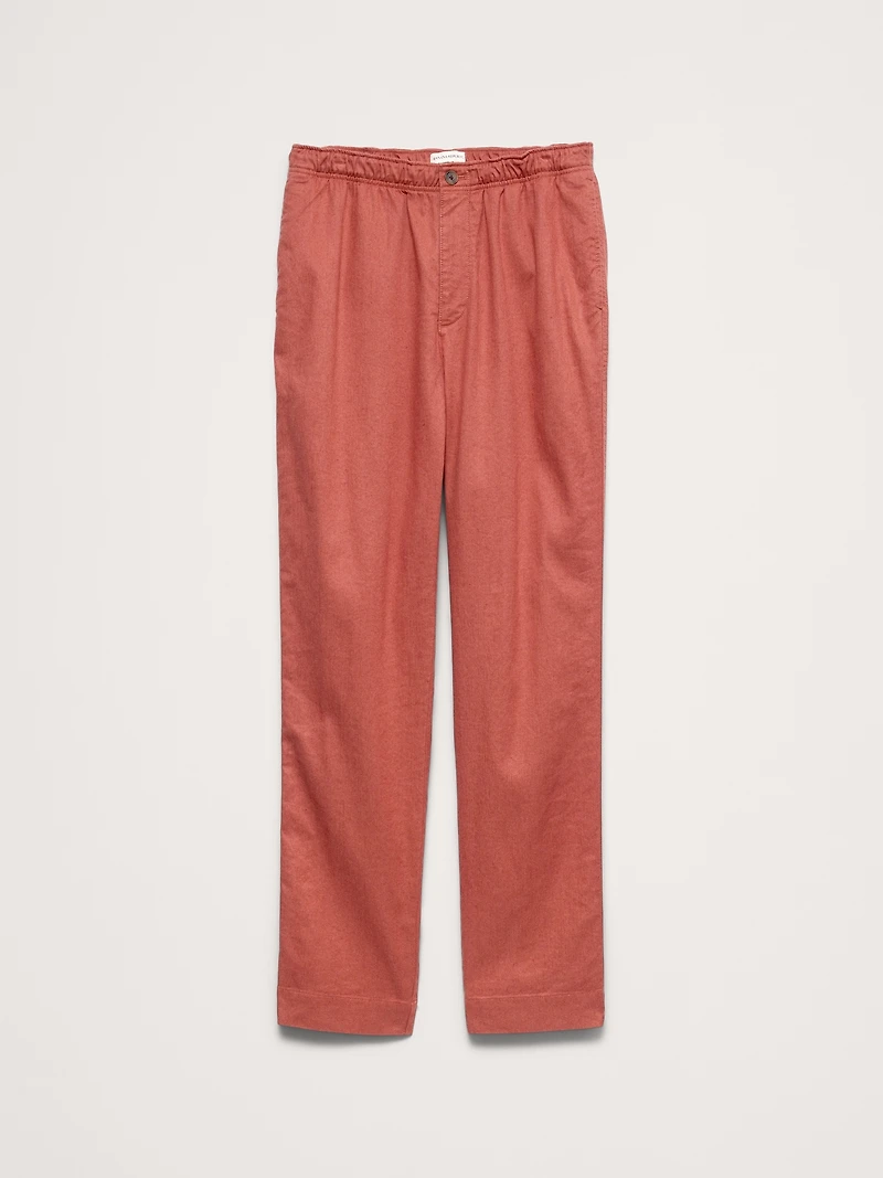 Straight Italian Linen-Cotton Pull-On Pant