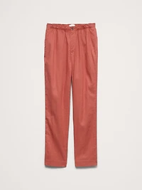 Straight Italian Linen-Cotton Pull-On Pant