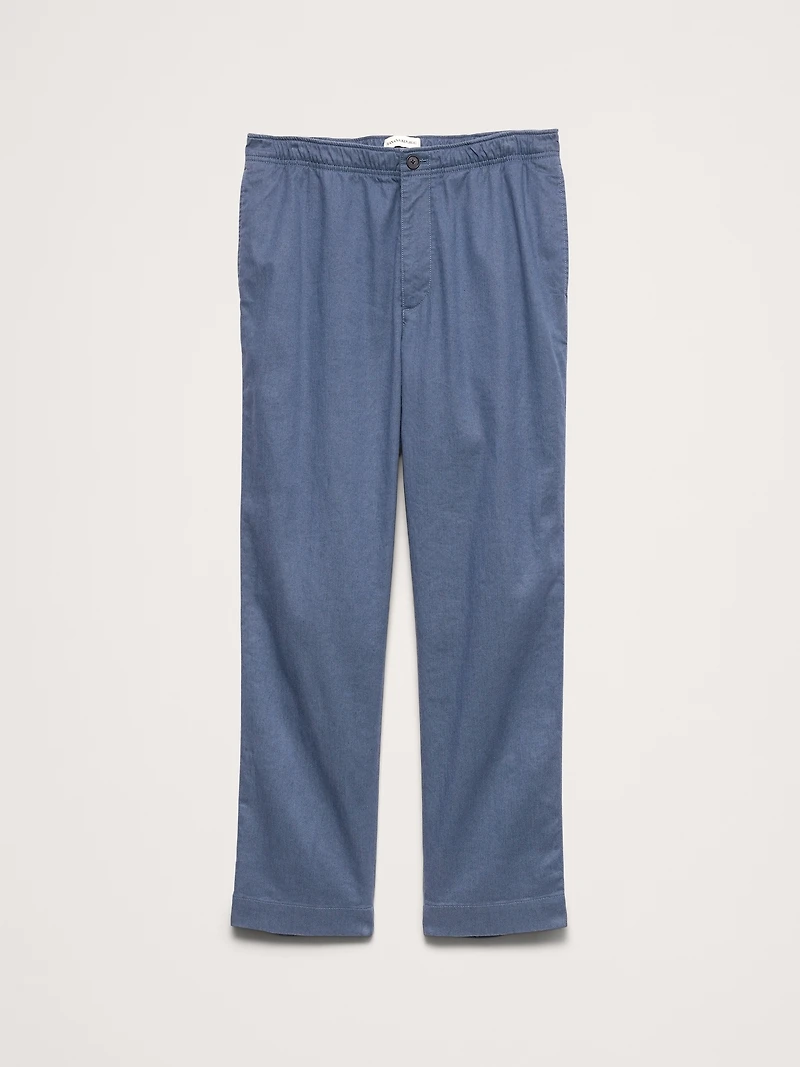 Straight Italian Linen-Cotton Pull-On Pant
