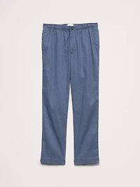 Straight Italian Linen-Cotton Pull-On Pant