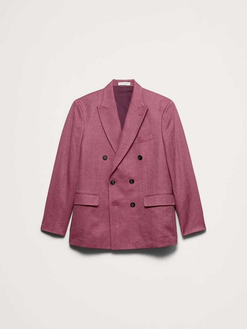 Double-Breasted Linen-Merino Suit Jacket