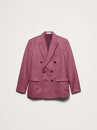 Double-Breasted Linen-Merino Suit Jacket