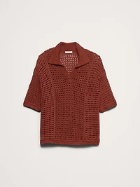 Crochet Cotton Sweater Polo