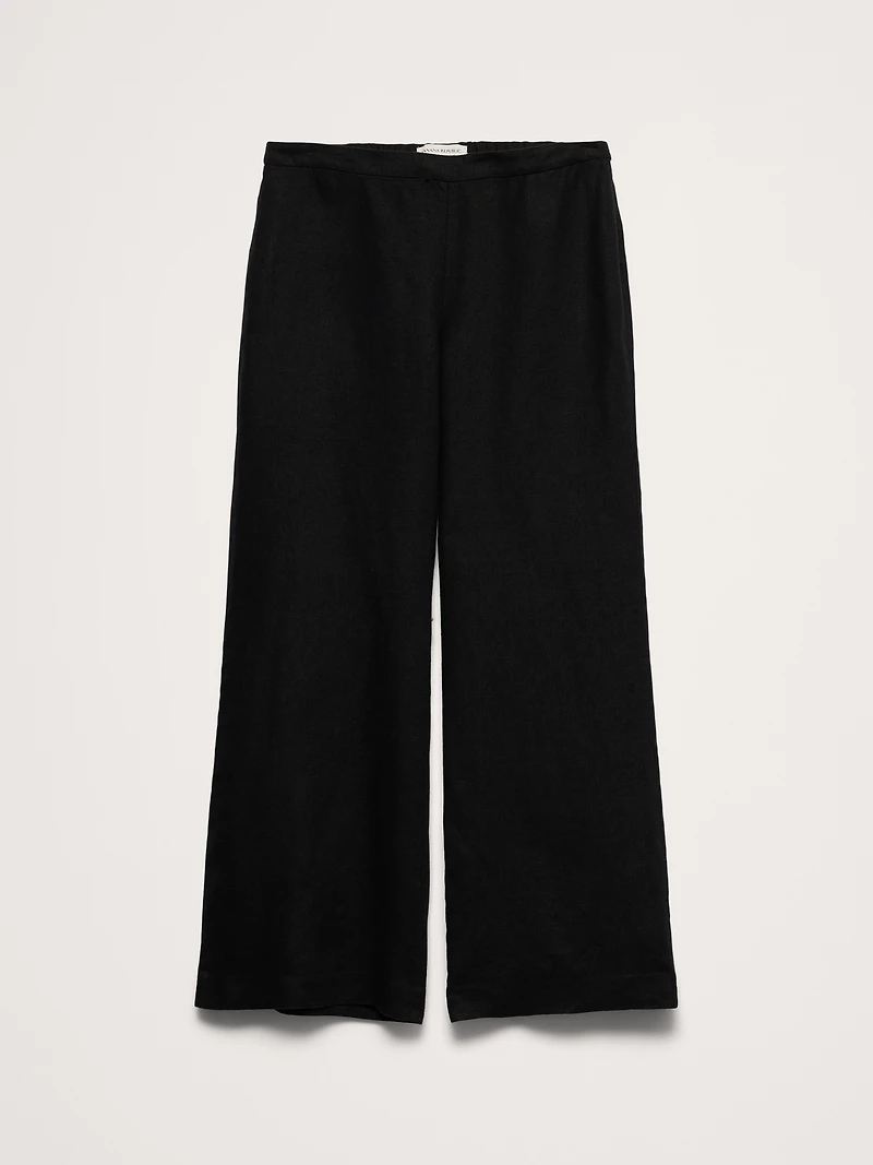 Mid-Rise Kick-Flare Linen Ankle Pant