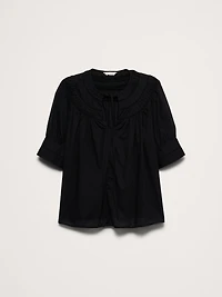 Lightweight Cotton Inset Lace Top