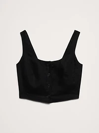 Linen Square-Neck Cropped Tank