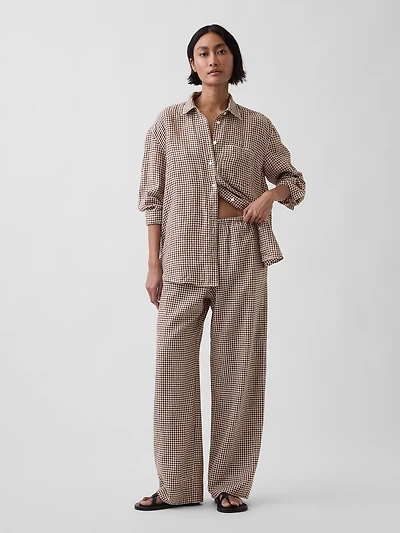 Linen-Blend Easy Wide-Leg Pants