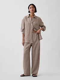 Linen-Blend Easy Wide-Leg Pants