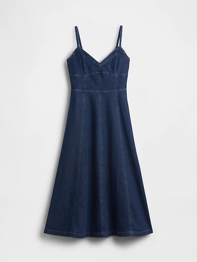 Denim Seamed Corset Maxi Dress