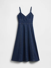 Denim Seamed Corset Maxi Dress