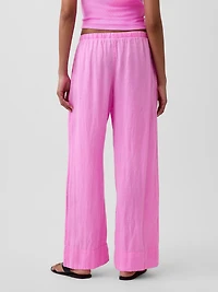 Linen-Blend Easy Wide-Leg Pants