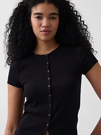 Modern Rib Button-Front Crew T-Shirt