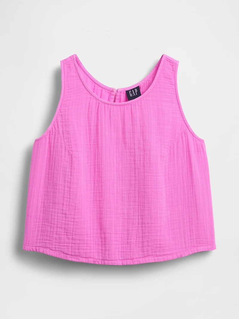 Cotton Gauze Racer Shell Tank Top