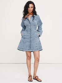 Seamed Denim Mini Dress