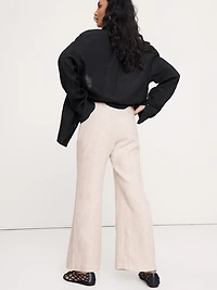 Mid-Rise Kick-Flare Linen Ankle Pant
