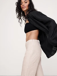Mid-Rise Kick-Flare Linen Ankle Pant