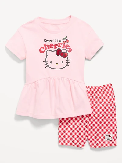Hello Kitty® Short-Sleeve Graphic T-Shirt and Biker Shorts Set for Toddler Girls
