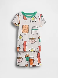Pyjama court en coton biologique brossé à motifs de petit-déjeuner pour Bébé et Tout-petit