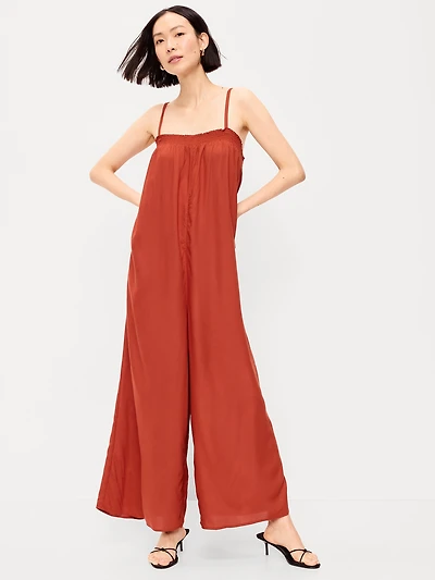 Airy Smocked-Top Jumpsuit