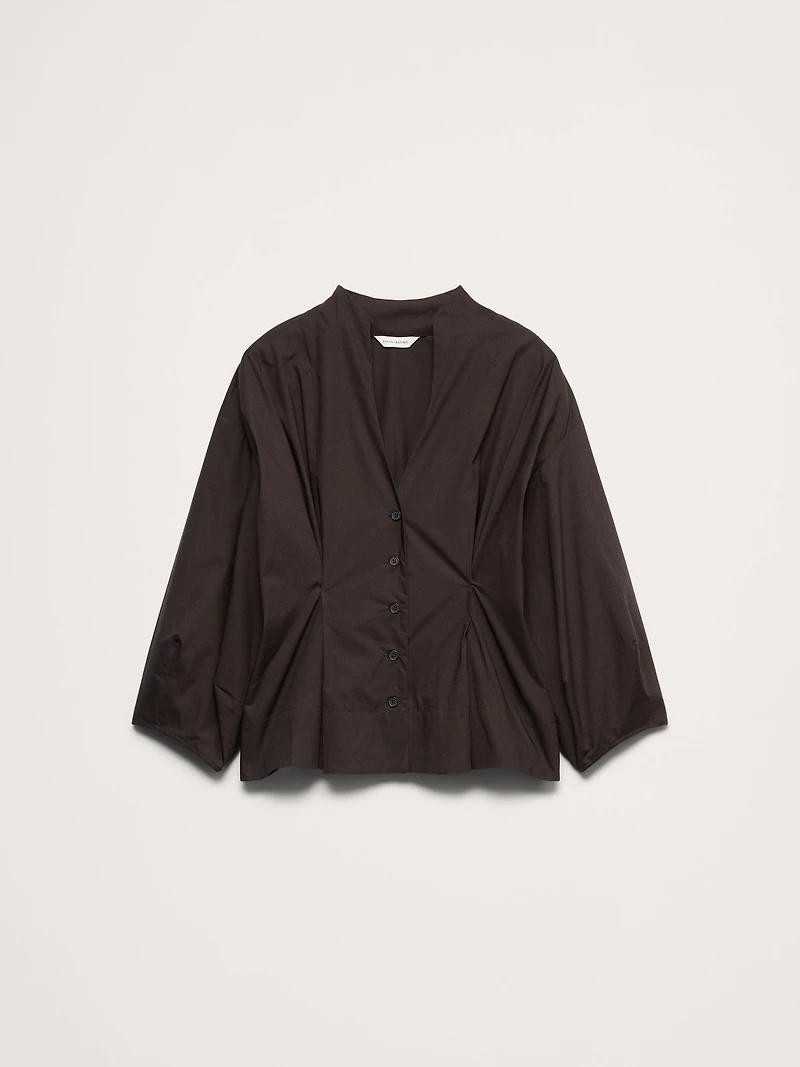 Cotton Poplin Cinched-Waist Shirt