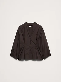 Cotton Poplin Cinched-Waist Shirt