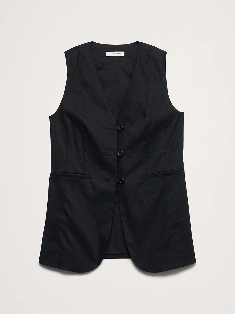 Stretch Linen-Viscose Long Vest