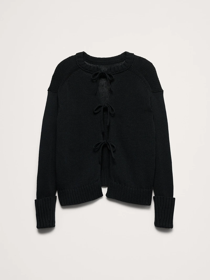Cotton Tie-Back Sweater
