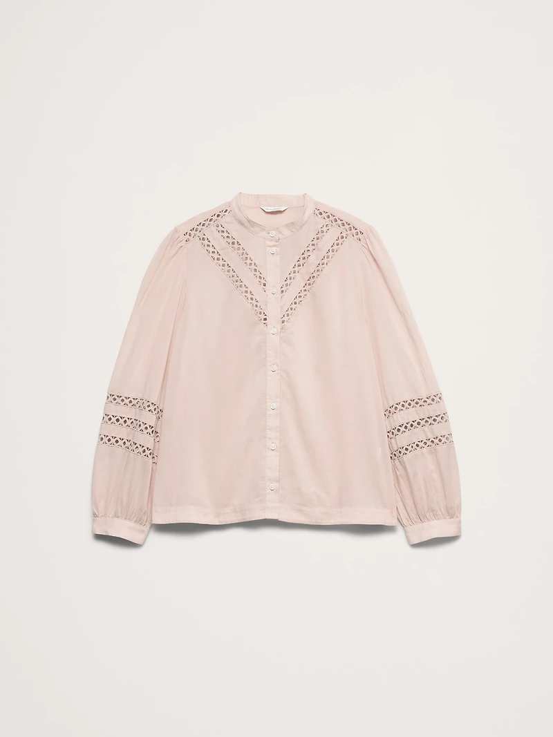 Cotton Inset-Lace Blouse
