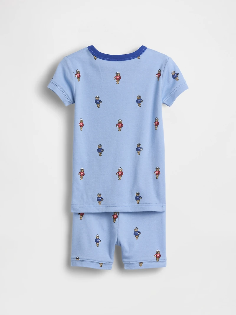 Pyjama en coton biologique brossé à motifs de soccer et ourson pour Bébé Tout-petit