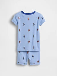 Pyjama en coton biologique brossé à motifs de soccer et ourson pour Bébé Tout-petit