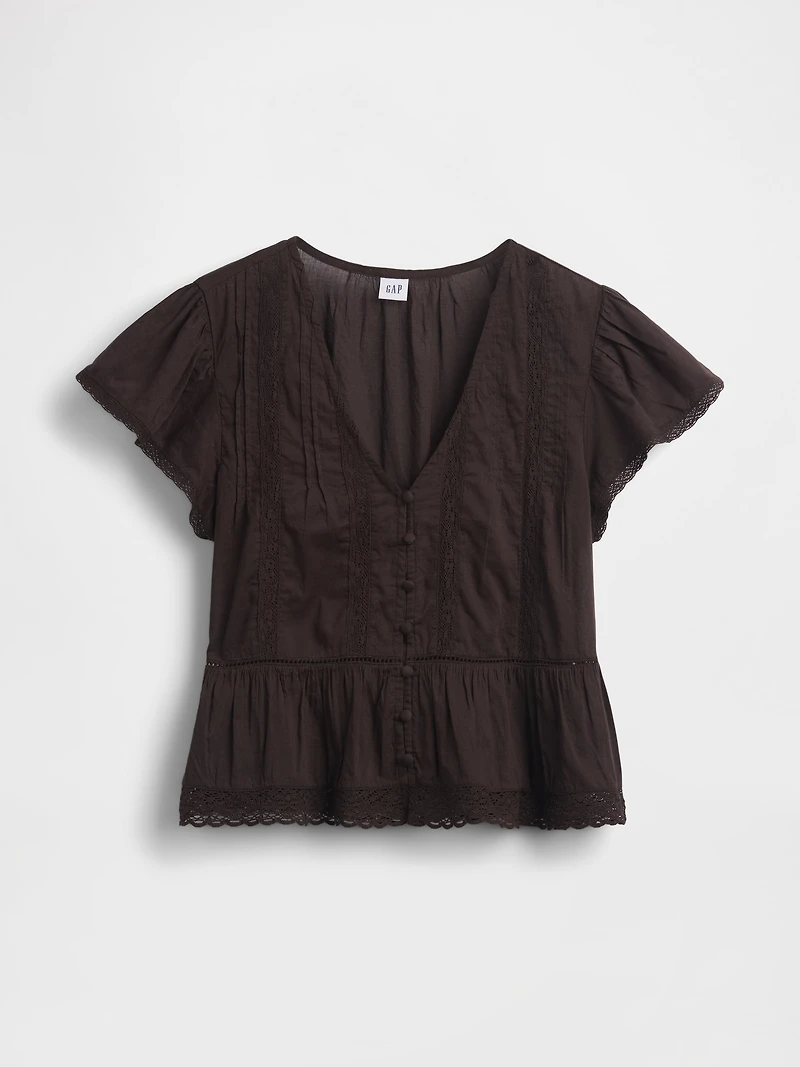 Lace Voile Peplum Crop Top