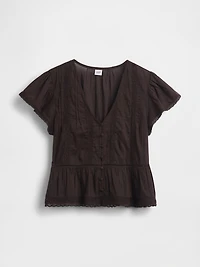 Lace Voile Peplum Crop Top