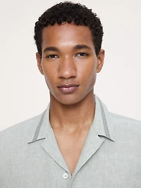 Standard-Fit Embroidered Linen Resort Shirt