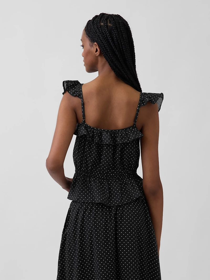 Flutter-Sleeve Tie-Waist Top