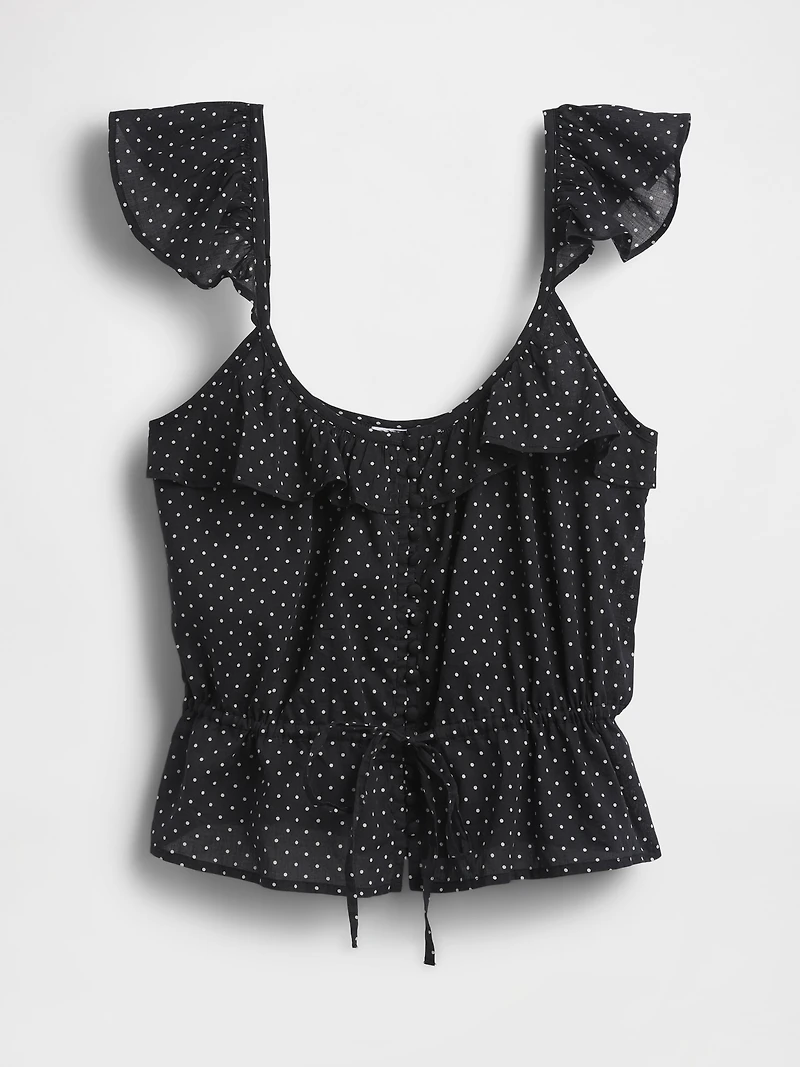 Flutter-Sleeve Tie-Waist Top