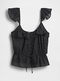 Flutter-Sleeve Tie-Waist Top