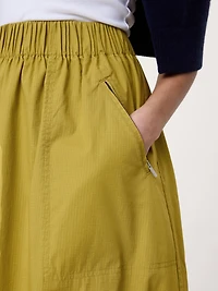 Stretch-Cotton Utility Midi Skirt