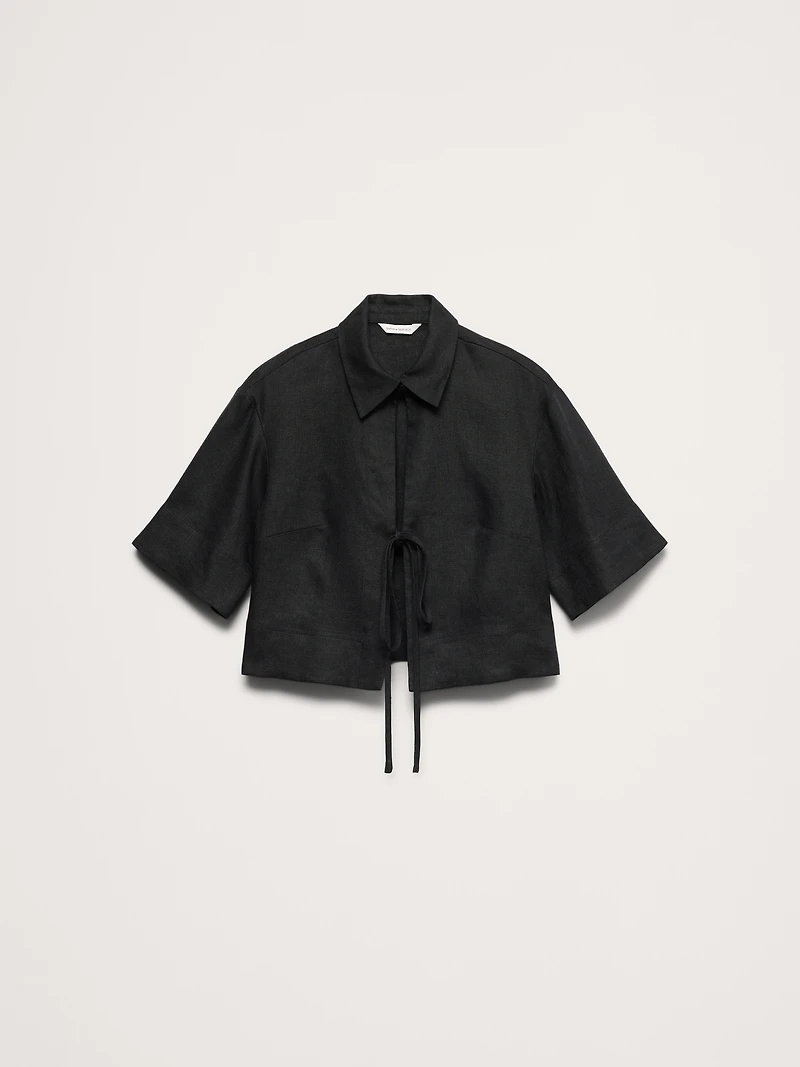 Linen Tie-Front Shirt