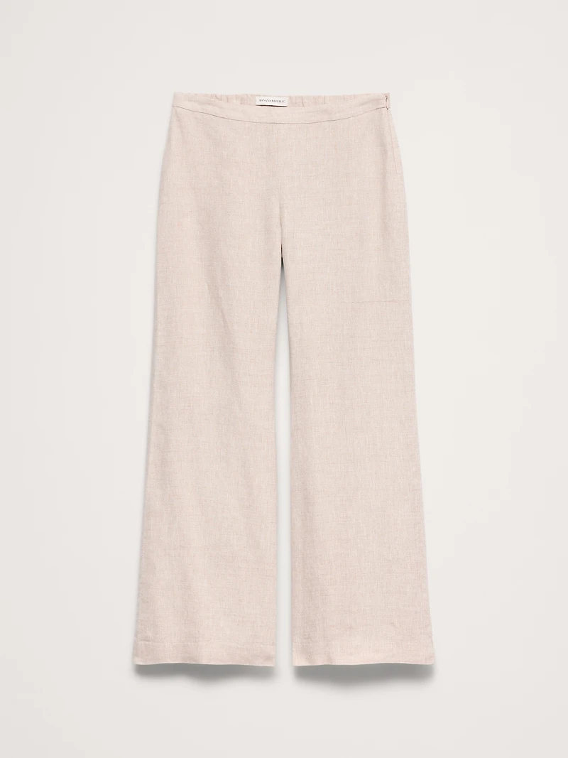 Mid-Rise Kick-Flare Linen Ankle Pant