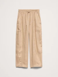 Barrel-Leg Linen Pull-On Pant