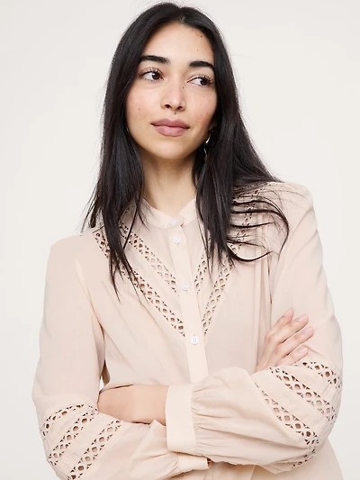 Cotton Inset-Lace Blouse