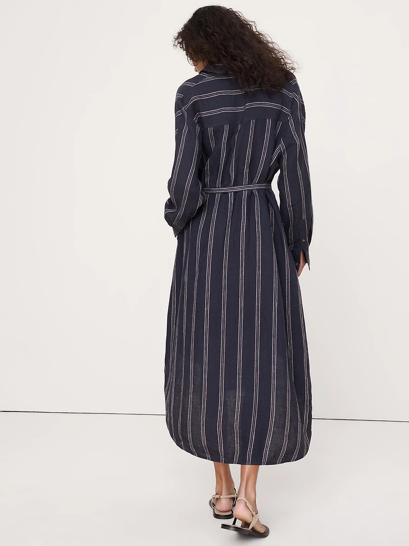 Linen Midi Shirt Dress