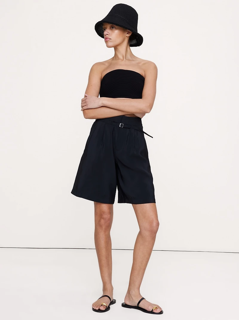 Belted Bermuda Short Luster Twill