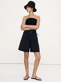 Belted Bermuda Short Luster Twill