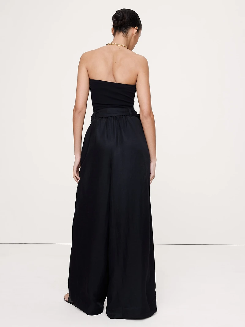 Viscose-Linen Palazzo Pant