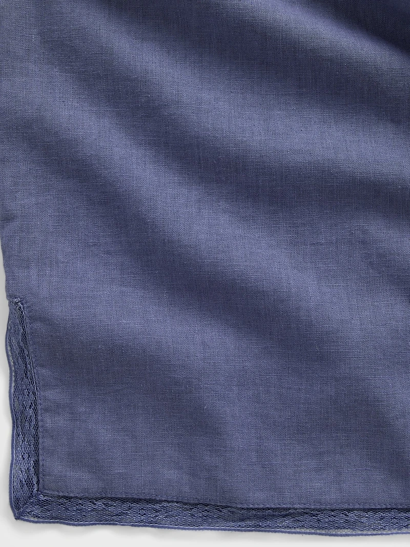 Linen-Blend Lace-Hem PJ Pants