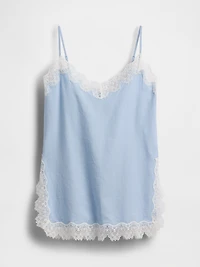 Linen-Blend Lace-Trim Cami