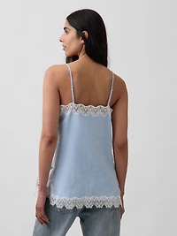 Linen-Blend Lace-Trim Cami