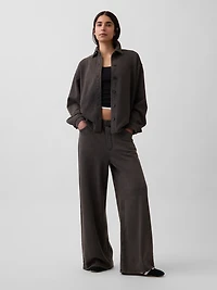 French Terry Oversized Button-Front Shirt